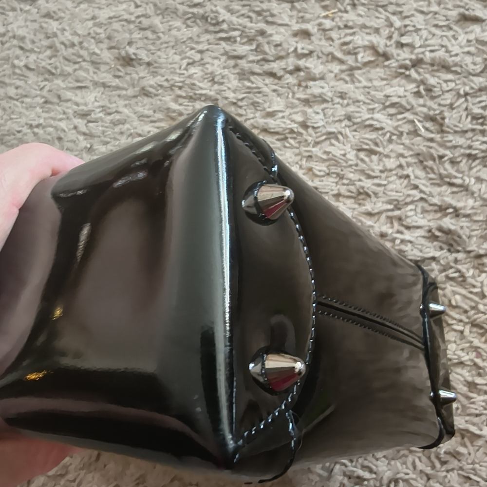 TRADED Christian Dior Black Patent Leather Maris Beaded Handle Satchel - Picture 7 of 11